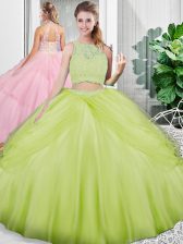  Floor Length Ball Gowns Sleeveless Yellow Green Sweet 16 Quinceanera Dress Lace Up