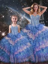 Custom Made Ball Gowns Sweet 16 Dresses Multi-color Sweetheart Organza Sleeveless Floor Length Lace Up