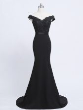  V-neck Sleeveless Chiffon and Tulle Lace and Appliques and Belt Brush Train Zipper