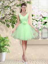  Knee Length Lace Up Quinceanera Dama Dress for Prom and Party with Lace and Belt
