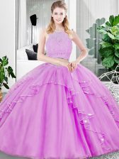 Cute Floor Length Lilac Sweet 16 Dress Scoop Sleeveless Zipper