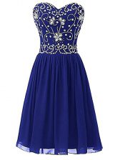 On Sale Sweetheart Sleeveless Zipper Prom Evening Gown Royal Blue Chiffon