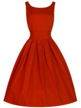  Sleeveless Taffeta Knee Length Lace Up Vestidos de Damas in Red with Ruching