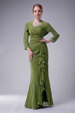 Amazing Olive Green Chiffon Zipper Straps Sleeveless Floor Length Prom Gown Beading