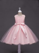 Low Price Scoop Sleeveless Zipper Kids Pageant Dress Baby Pink Tulle