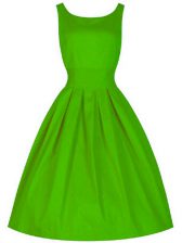  A-line Taffeta Scoop Sleeveless Ruching Knee Length Lace Up Dama Dress for Quinceanera
