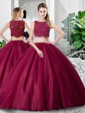 Graceful Fuchsia Sleeveless Floor Length Lace and Ruching Zipper Sweet 16 Dresses