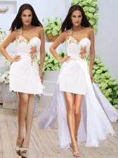  Appliques Prom Party Dress White Zipper Sleeveless Mini Length