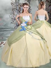  Multi-color Quinceanera Dress Military Ball and Sweet 16 and Quinceanera with Ruching and Hand Made Flower Scalloped Sleeveless Lace Up