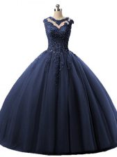 Cheap Sleeveless Lace Up Floor Length Beading and Lace Sweet 16 Dress