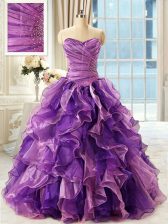 Sophisticated Sleeveless Beading and Ruffles Lace Up Quinceanera Dresses