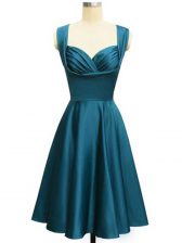  Teal Sleeveless Taffeta Lace Up Dama Dress for Quinceanera for Prom and Party and Wedding Party