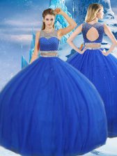 Custom Design Tulle Sleeveless Asymmetrical Sweet 16 Dress and Beading and Sequins