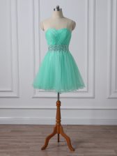 Noble Organza Sleeveless Mini Length Prom Dress and Beading and Ruching