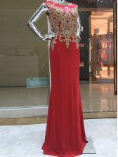  Sleeveless Zipper Floor Length Beading and Appliques Dress for Prom