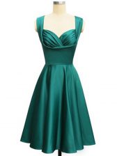  Teal Taffeta Lace Up Quinceanera Court Dresses Sleeveless Knee Length Ruching