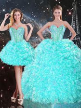 Extravagant Organza Sleeveless Floor Length Quinceanera Gown and Beading and Ruffles