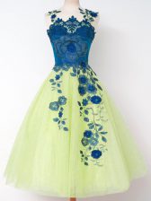  Straps Sleeveless Tulle Quinceanera Court of Honor Dress Appliques Zipper