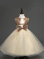 Free and Easy Sleeveless Sequins and Bowknot Zipper Flower Girl Dresses