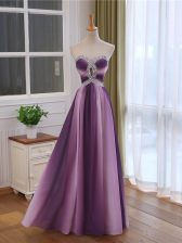 Modest Sleeveless Lace Up Beading and Ruching Prom Evening Gown