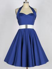 Enchanting Knee Length A-line Sleeveless Blue Quinceanera Court Dresses Lace Up