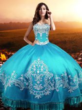 New Style Sleeveless Lace Up Floor Length Beading and Appliques 15th Birthday Dress