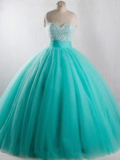  Turquoise Quinceanera Dresses Sweet 16 and Quinceanera with Beading Strapless Sleeveless Lace Up