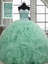  Sleeveless Beading and Ruffles Lace Up Quinceanera Dresses