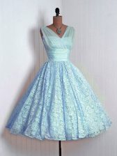 Admirable Sleeveless Mini Length Lace Lace Up Quinceanera Court Dresses with Baby Blue