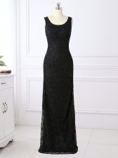 Superior Scoop Long Sleeves Zipper Dress for Prom Black Lace