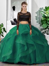  Tulle Long Sleeves Floor Length 15 Quinceanera Dress and Lace and Ruffles