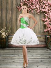 Mini Length White Prom Party Dress Sweetheart Sleeveless Lace Up