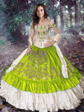 Exceptional Floor Length Ball Gowns Sleeveless Yellow Green Quinceanera Dress Lace Up