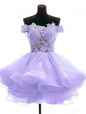  Lavender Sleeveless Tulle Zipper Prom Party Dress for Prom and Party and Sweet 16