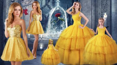 Sophisticated Organza Sleeveless Floor Length Sweet 16 Dress and Ruffled Layers