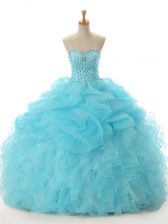 Hot Selling Organza Sleeveless Floor Length Quinceanera Dresses and Beading and Ruffled Layers