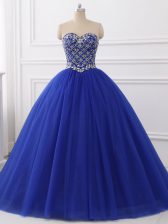  Royal Blue Sweetheart Lace Up Beading 15th Birthday Dress Sleeveless
