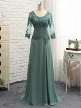 High End Green Long Sleeves Chiffon Zipper Prom Dresses for Prom and Sweet 16