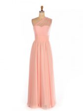  Ruching Court Dresses for Sweet 16 Peach Side Zipper Sleeveless Floor Length