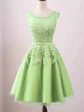 Affordable Scoop Sleeveless Dama Dress for Quinceanera Knee Length Lace Tulle