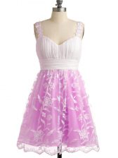  Lace Straps Sleeveless Lace Up Lace Dama Dress for Quinceanera in Lilac