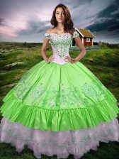  Sleeveless Floor Length Beading and Embroidery and Ruffled Layers Lace Up 15th Birthday Dress