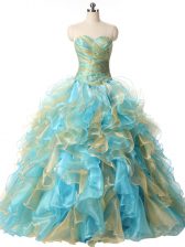 Clearance Ball Gowns Vestidos de Quinceanera Multi-color Sweetheart Organza Sleeveless Floor Length Lace Up