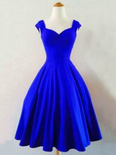  Royal Blue Sleeveless Ruching Knee Length Dama Dress for Quinceanera
