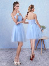 Fancy Sleeveless Lace Up Knee Length Ruching Quinceanera Dama Dress