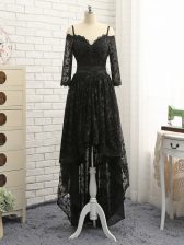 Popular Off The Shoulder Half Sleeves Lace Prom Gown Lace Zipper