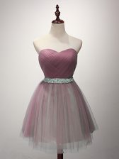  Pink Sleeveless Tulle Lace Up Quinceanera Court Dresses for Prom and Party and Sweet 16