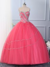 Elegant Tulle Sleeveless Floor Length Sweet 16 Dresses and Beading