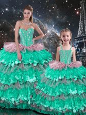  Floor Length Multi-color Sweet 16 Quinceanera Dress Sweetheart Sleeveless Lace Up