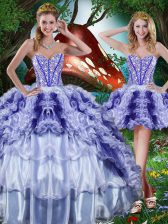 Sexy Multi-color Sleeveless Beading and Ruffles and Ruffled Layers Floor Length Sweet 16 Quinceanera Dress